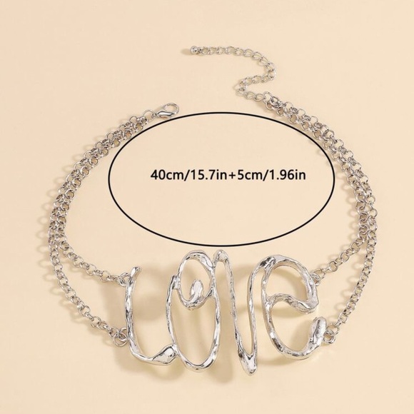 Love Letter Necklace, Metal Texture, Hip Hop Creative Pendant Necklace - Picture 4 of 4